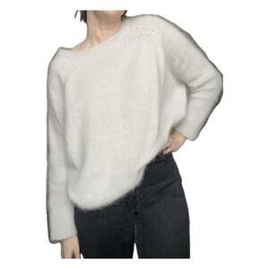 Nina Ricci Angora Wool Cashmere Oversized Pullover Sweater Fuzzy Large Gray